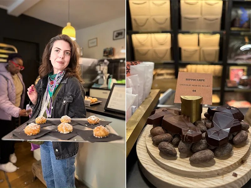 Photo Janine Marsh Woman offers a tray of cakes
