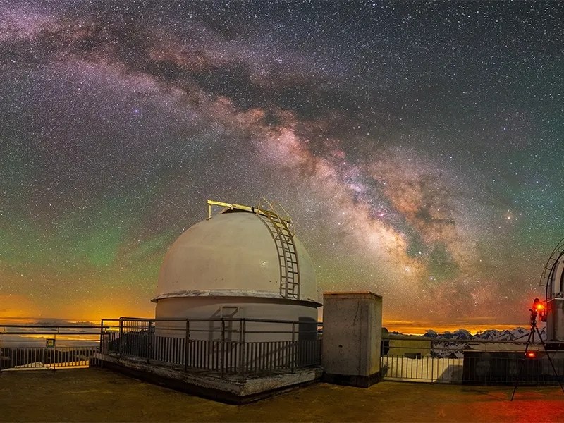 © Luc Perrot, Pic du Midi Pic du Midi - milky way in the sky above the astronomical observatory