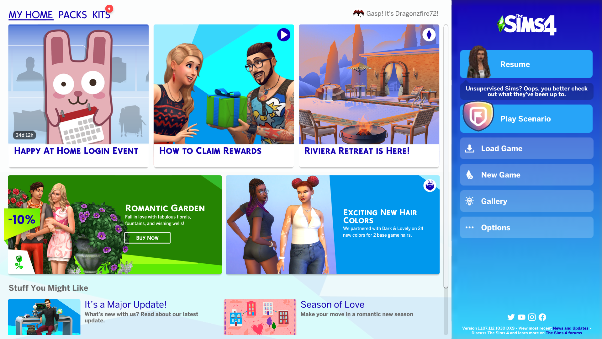 Sims 4 update home screen