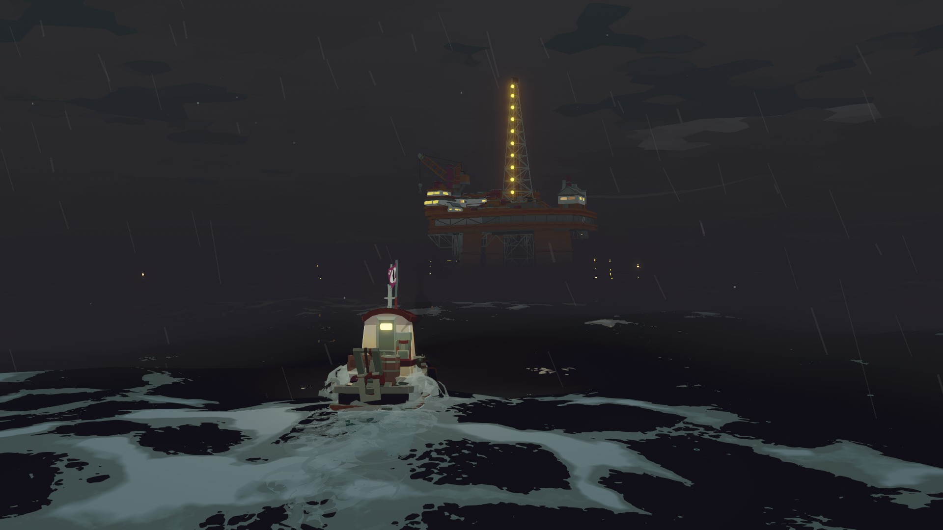 Dredge The Iron Rig at Nighttime