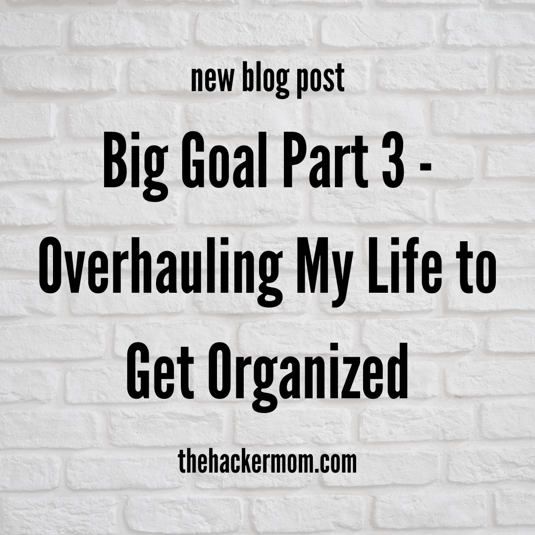 Big Goal Part 3 - Overhauling My Life to Get Organized