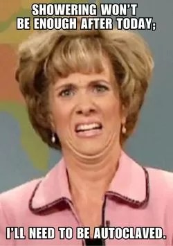 One of the 36 nurse memes featuring a photo of Kristin Wiig from SNL with an extremely disgusted looking facial expression.