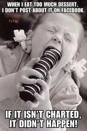 Photo of  a 7 year old girl shoving a row of 13 visible oreos into her mouth.