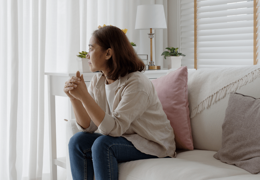 woman looking concerned