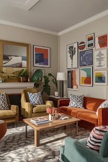 statement gallery wall in a small living room