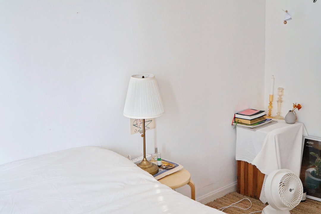 Tidy minimal nightstand with a lamp