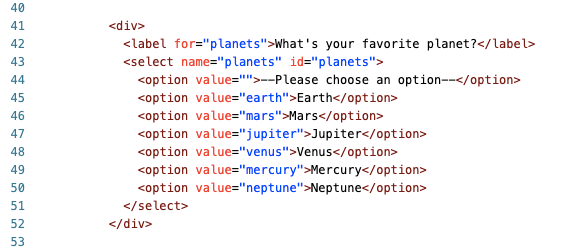 select element in html forms