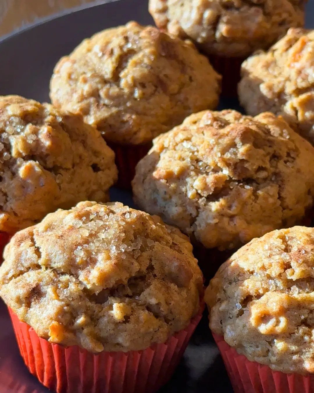 Sweet potato oatmeal muffins with domed tops