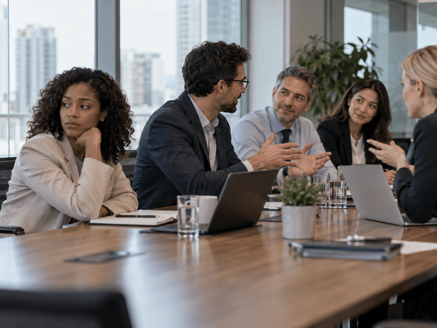 Collaborative Meeting In A Bright City Office
