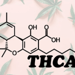 TCHA compound diagram with weed leaf background