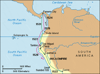 francisco pizarro journey map