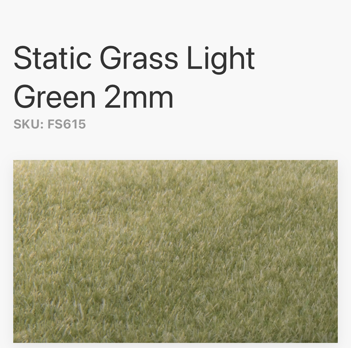Woodland Scenics FS615  A  Field System -- Static Grass - Light Green 1 2mm Fibers