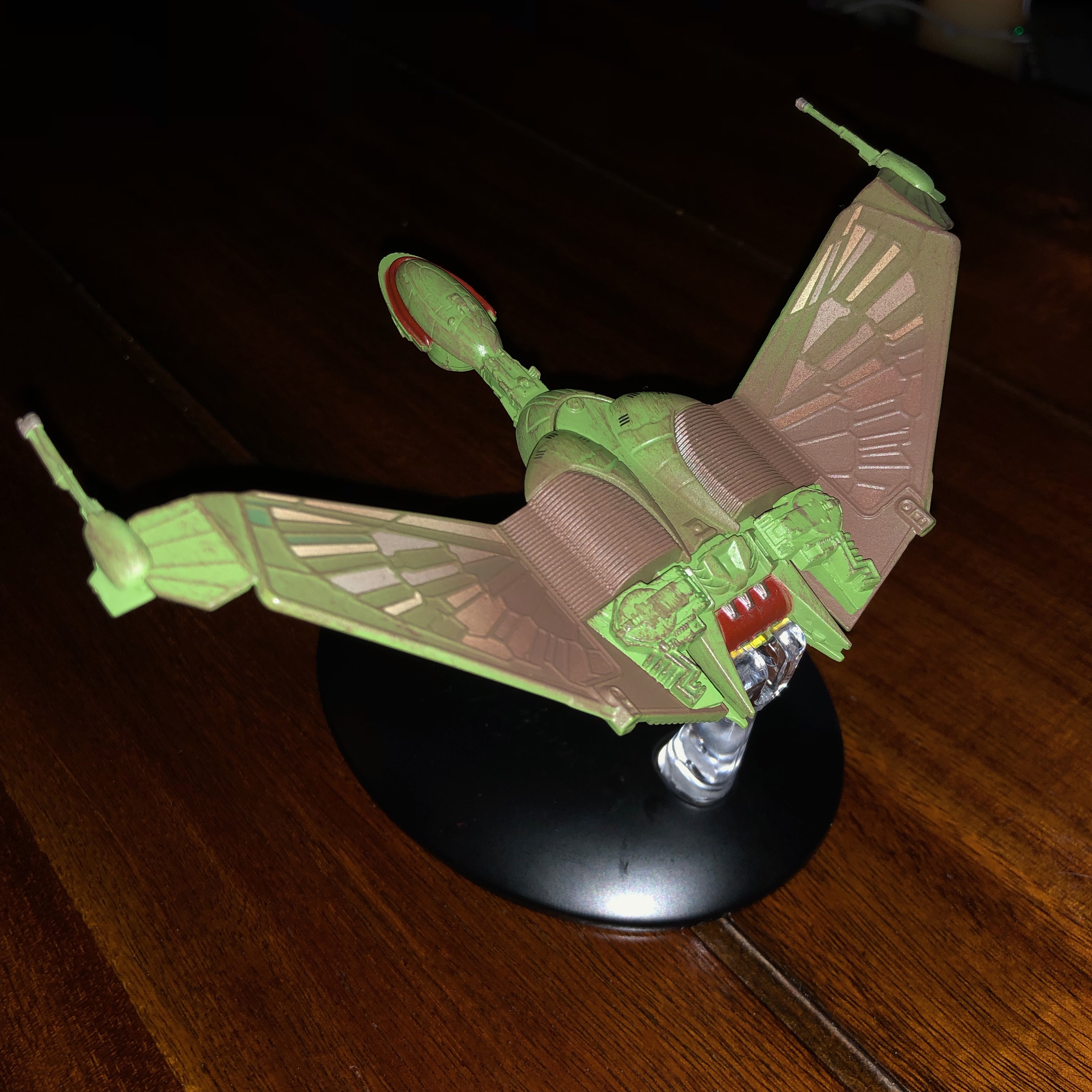 Wings upswept for landing.