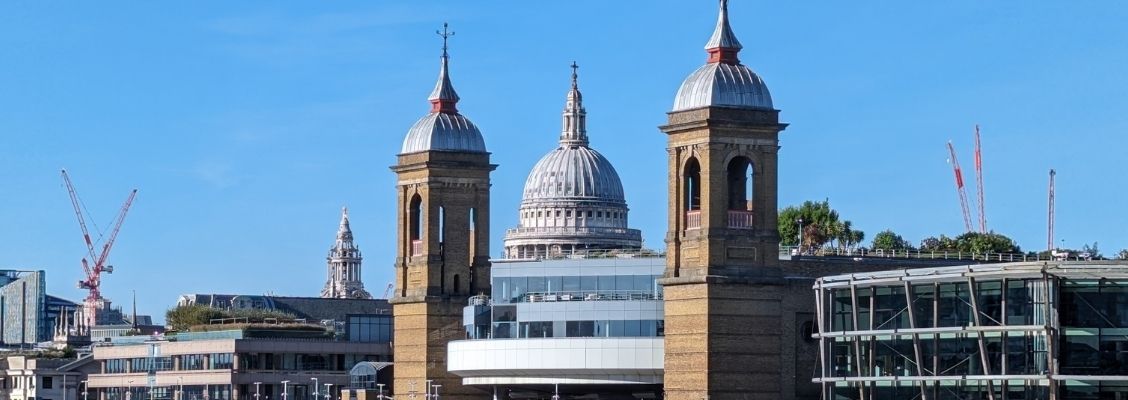 St Pauls in the distance between two towers