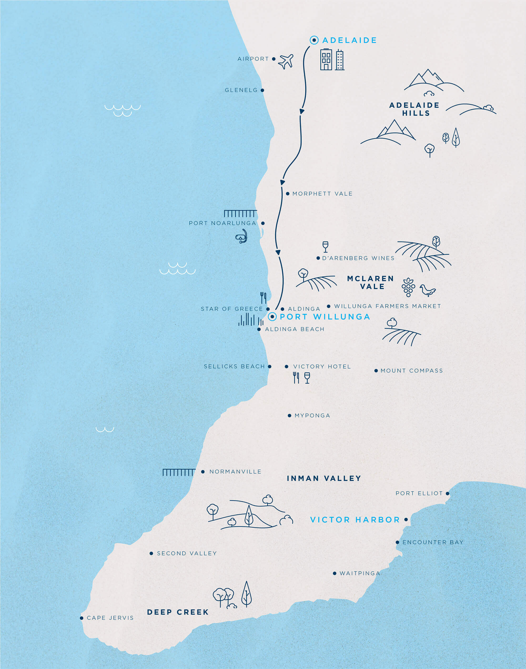 Near McLaren Vale Port Willunga And Tourist Attractions Map 