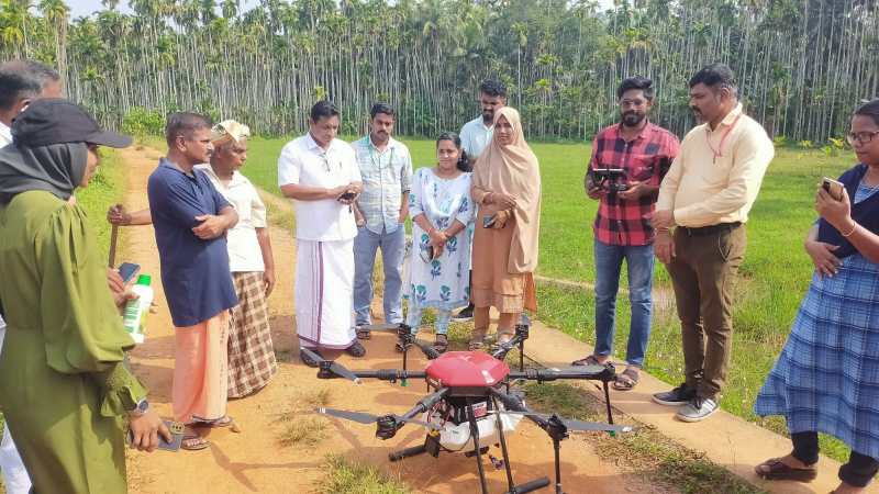 nano-urea to paddy farmers by drone was also conducted in Kavanur paddy collection.