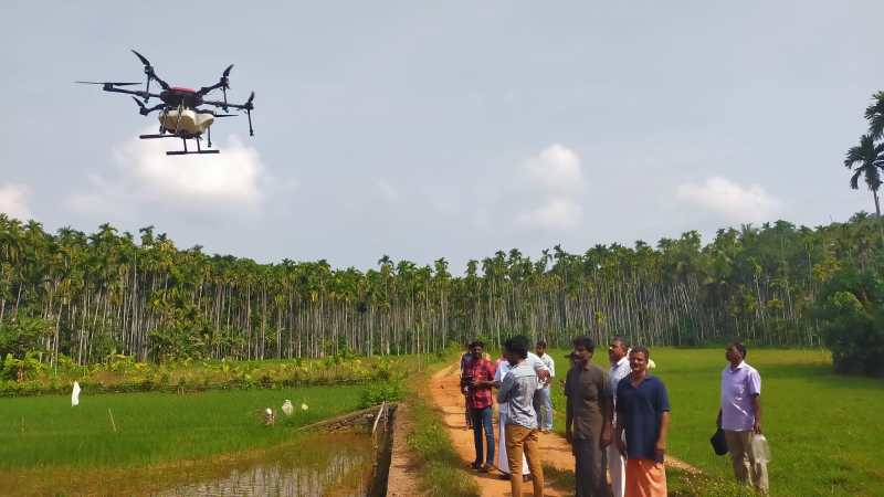 nano-urea to paddy farmers by drone was also conducted in Kavanur paddy collection.