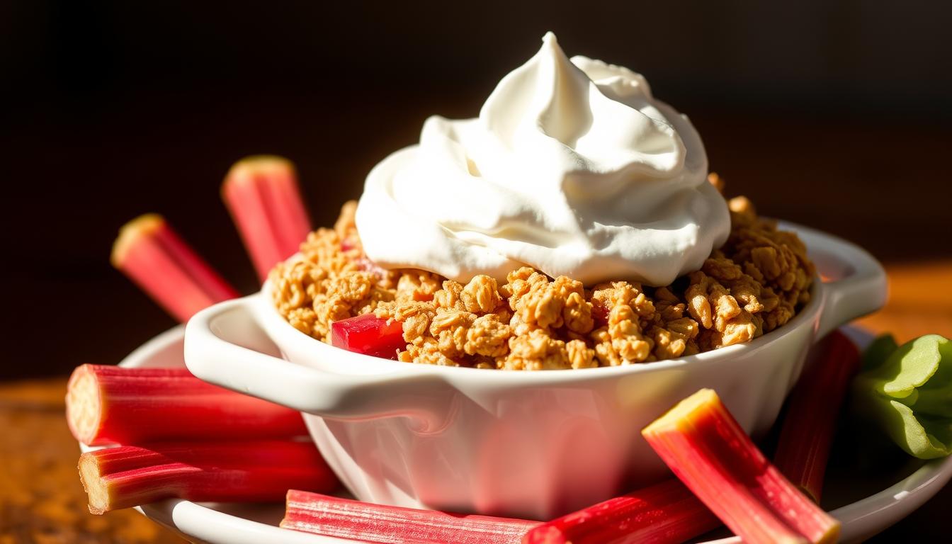 Rhubarb Crisp with Whipped Cream