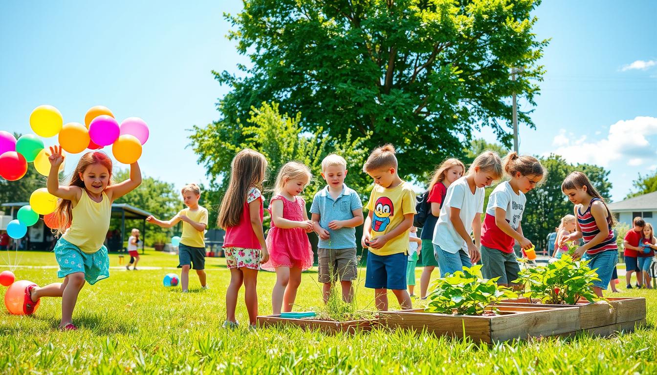 Children participating in various June summer kickoff activities