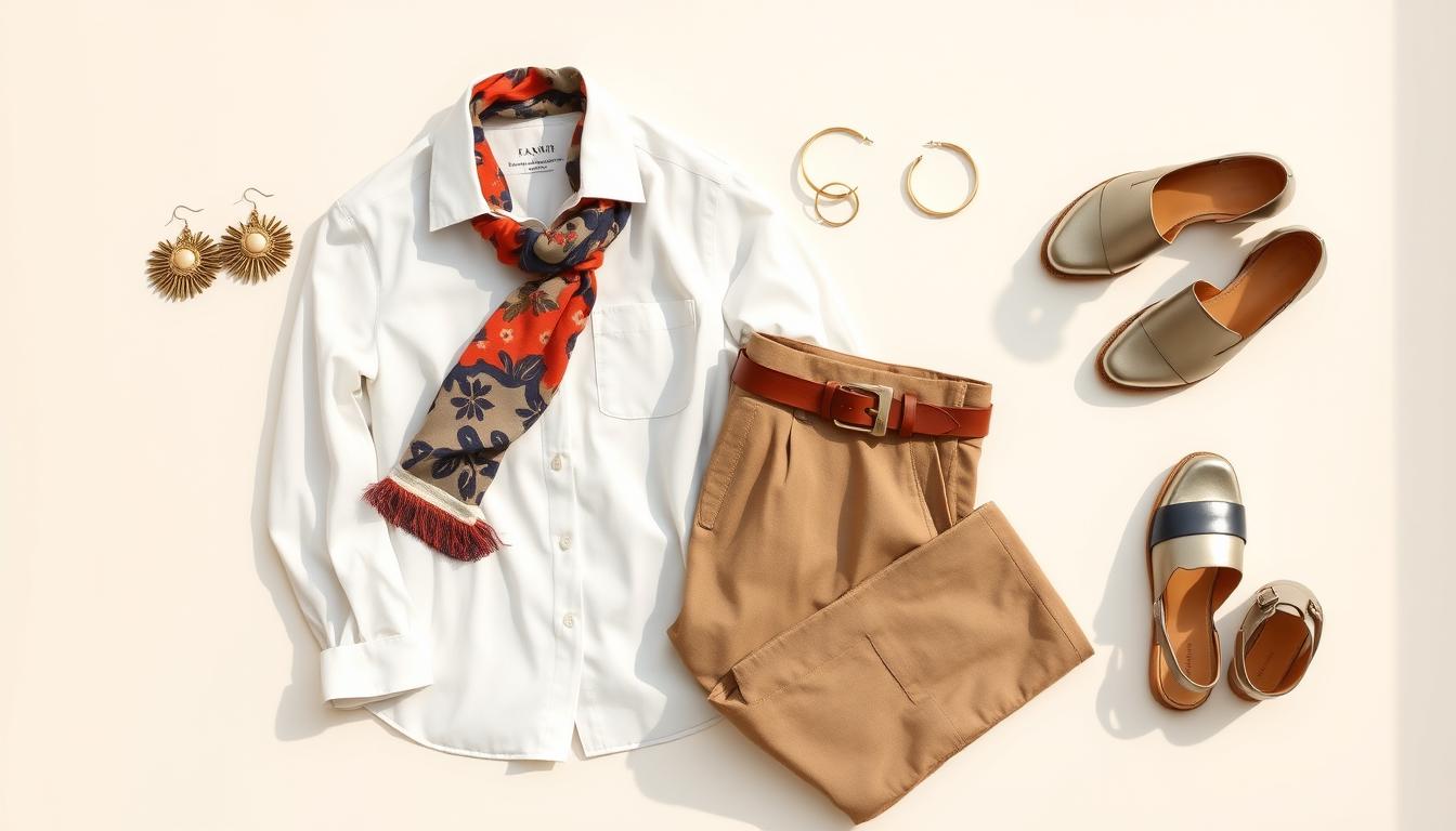 Styling guide showing how to mix playful and classic elements in Spring 2025 outfits