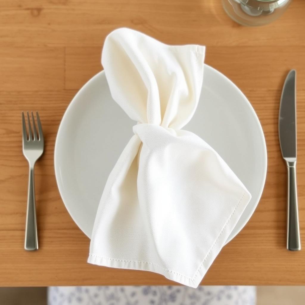 Cloth napkins adding luxury to a low-cost breakfast setting