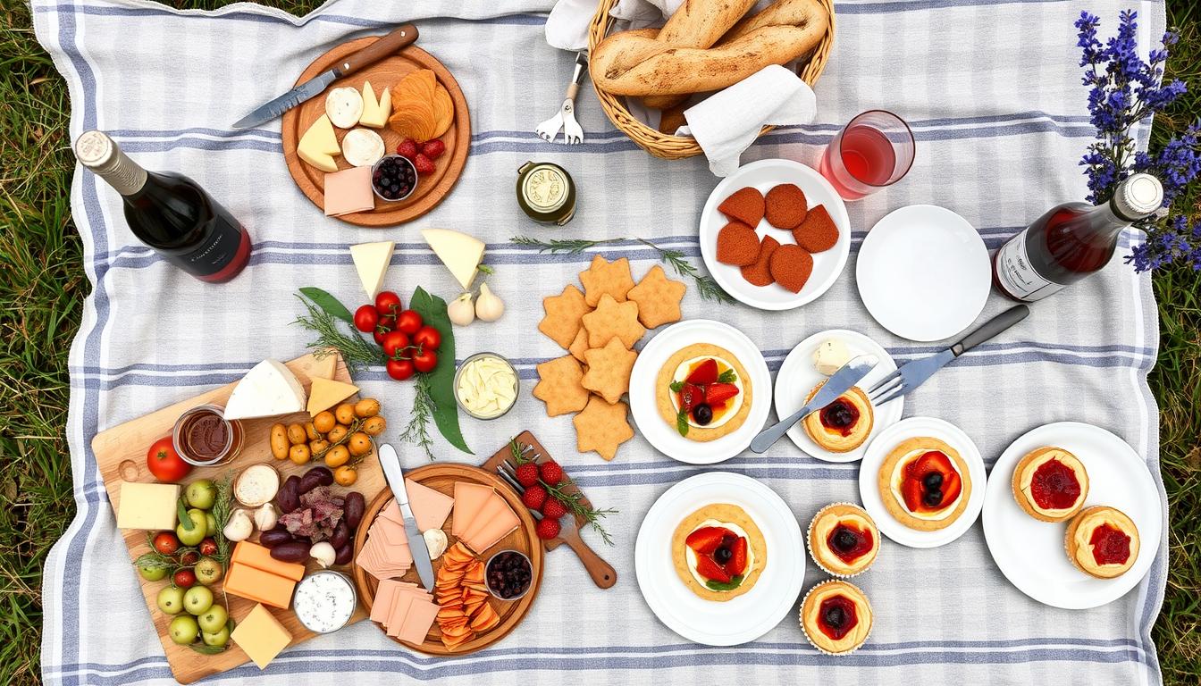 Complete Provence-Inspired Picnic Soirée spread with all courses