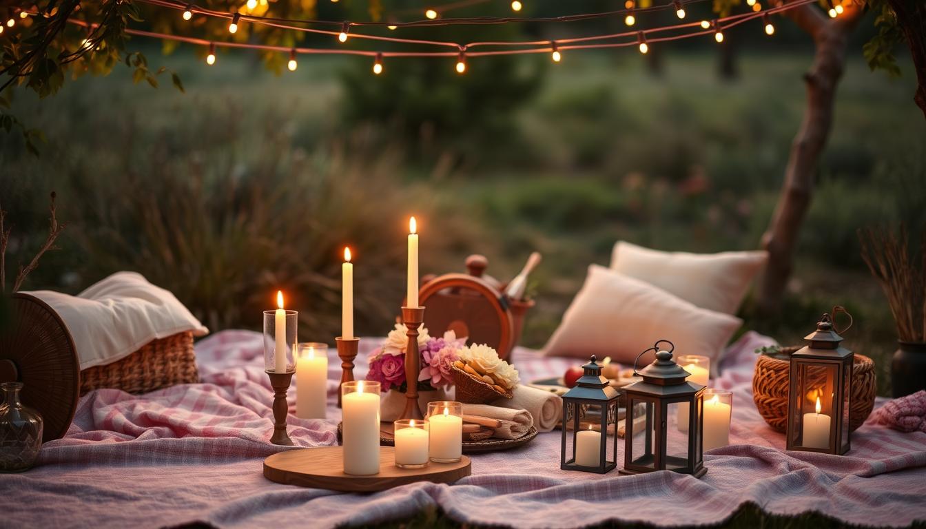 Evening Provence-Inspired Picnic Soirée with lighting