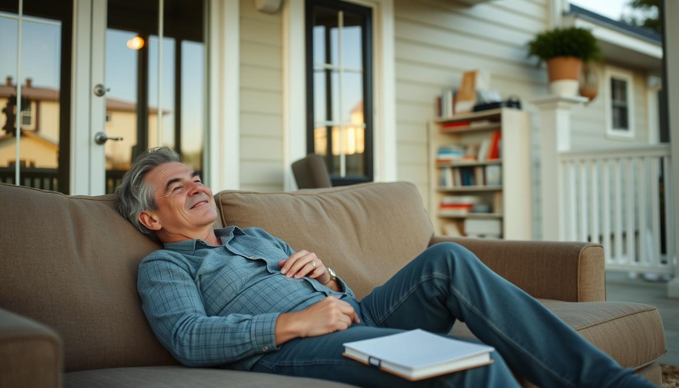 Person enjoying Sunday evening relaxation after completing productive Sunday routine