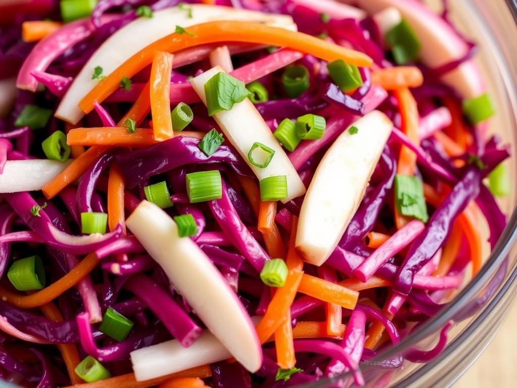 Red cabbage slaw with apple cider vinaigrette for 4th of July