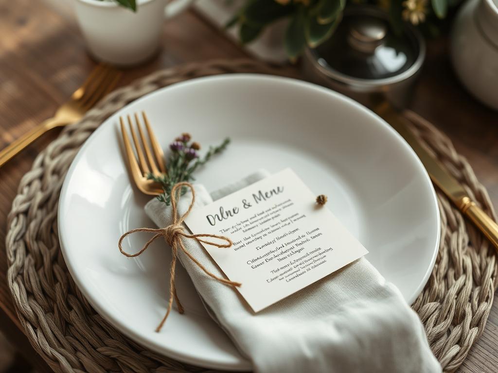 Table setting details for a Garden-to-Table Harvest Dinner with natural elements