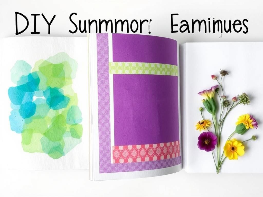 Various decorated pages in a DIY summer memory journal
