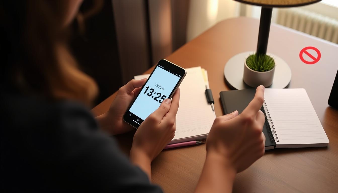 Person implementing healthy tech boundaries post-detox Person implementing healthy tech boundaries post-detox