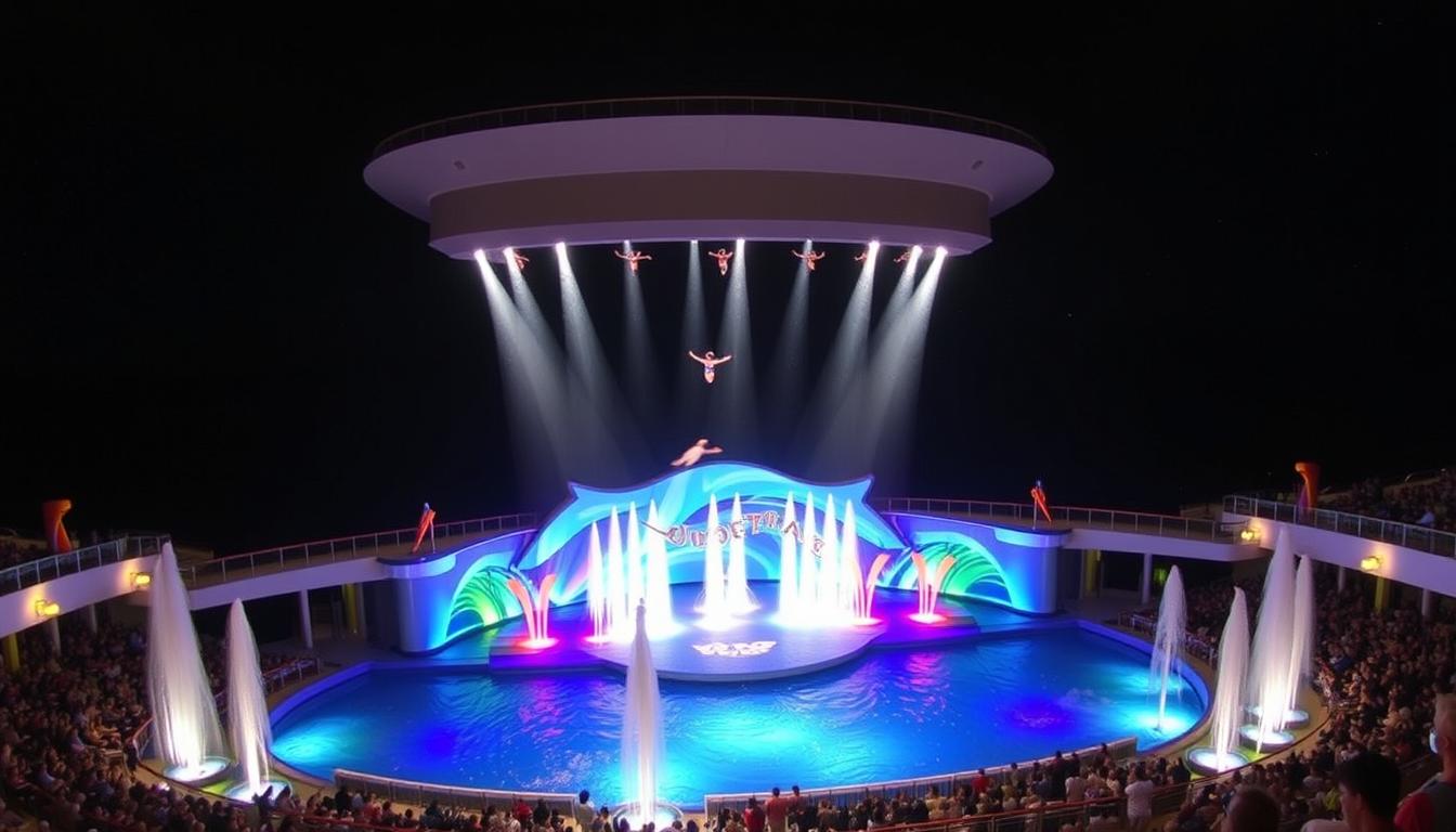 AquaTheater on Icon class ship showing high-diving performance