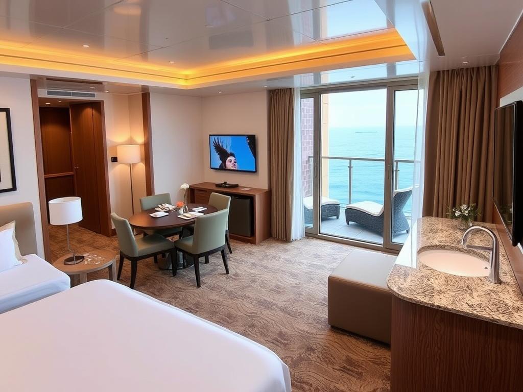 Excel Suite on Carnival Excel class ship showing luxurious accommodations