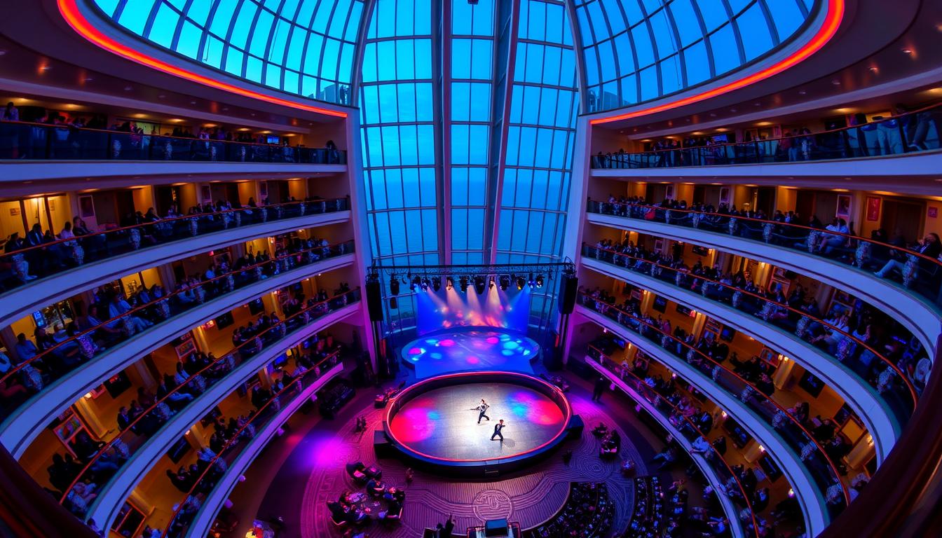 Grand Central atrium on Carnival Excel class ship during a performance Grand Central atrium on Carnival Excel class ship during a performance