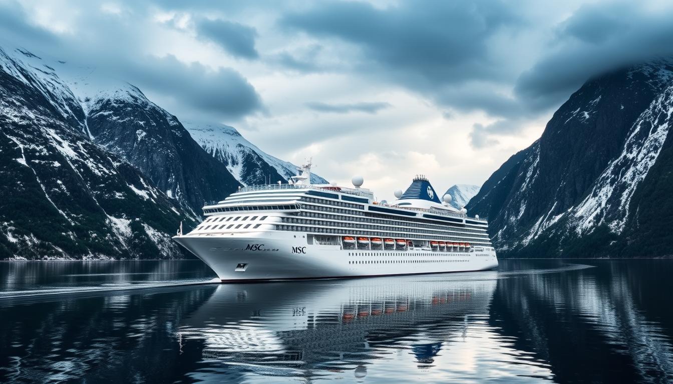MSC cruise ship navigating Norwegian fjords as part of MSC Cruise Lines and Itineraries