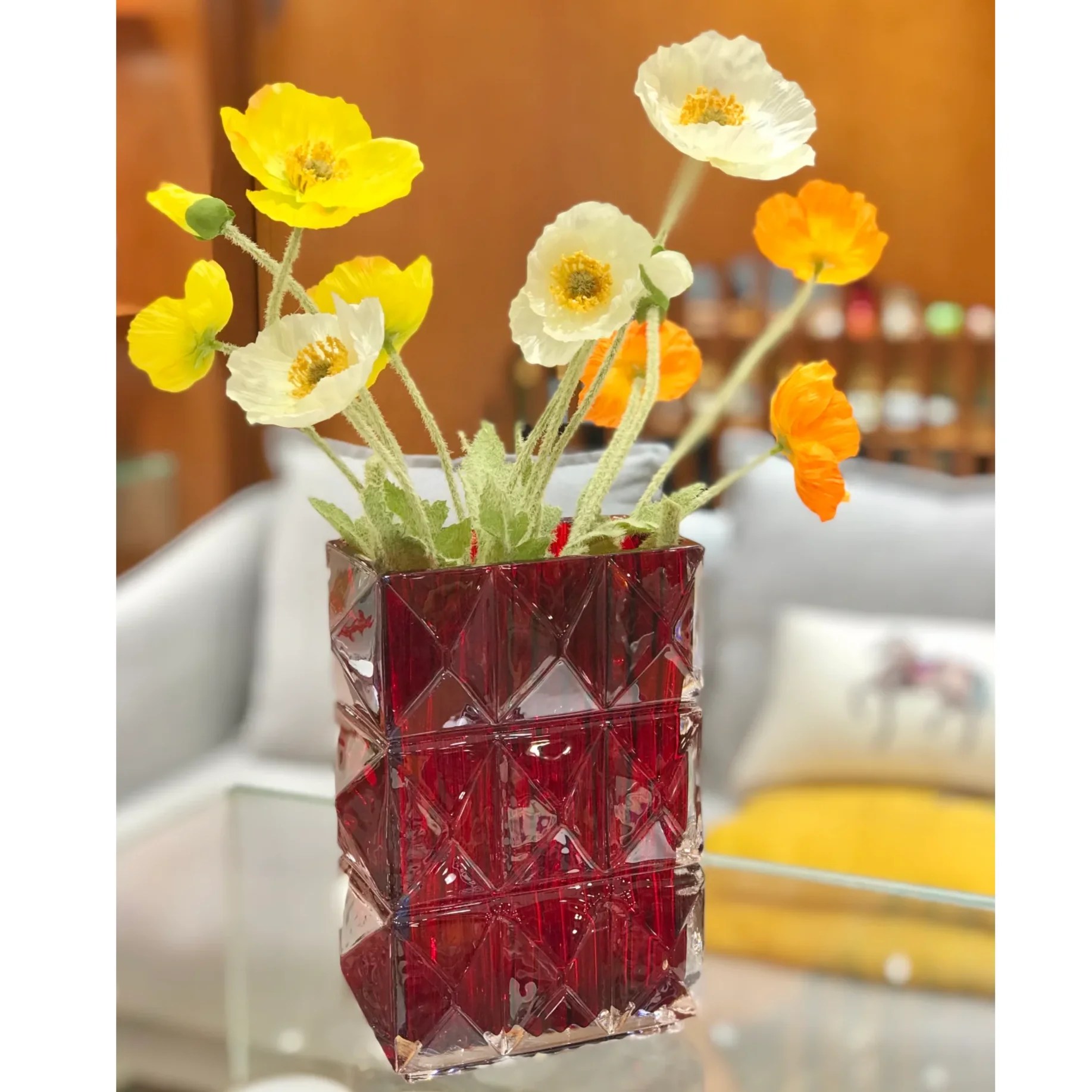 Baccarat Louxor Rectangular Vase Red | The King Decor