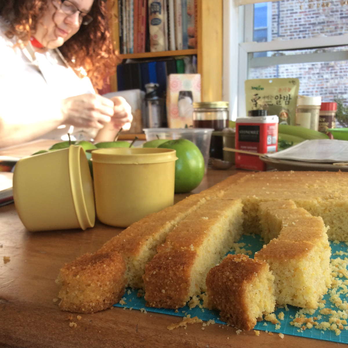 I get very persnickety about how we cook the cornbread to try to keep it from all dissolving into mush as it's mixed up. from Martha Stewart's 1982 Entertaining cookbook