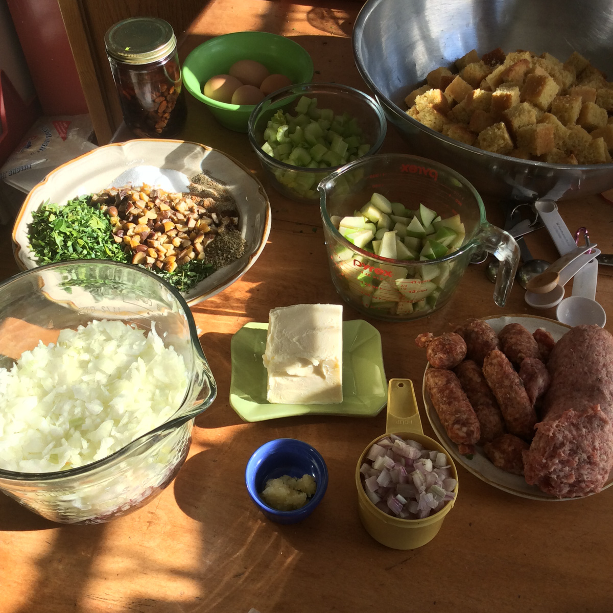 all the prep steps done, ready to cook