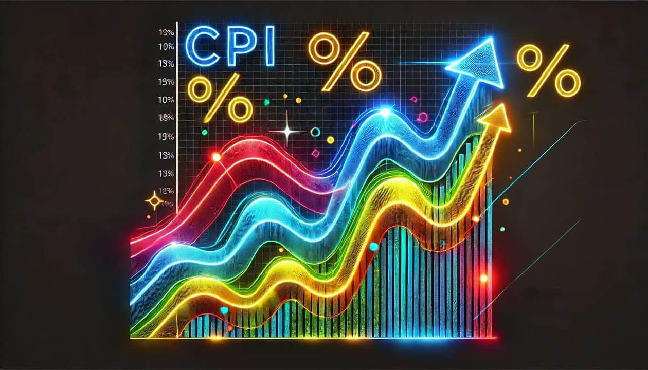 Image representing the Consumer Price Index CPI featuring a bold dynamic chart with rising and falli