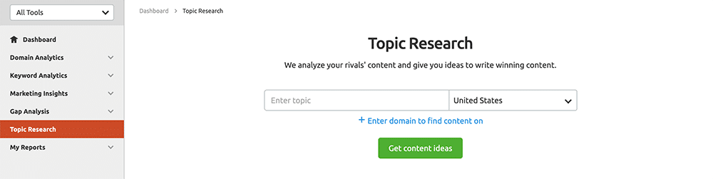 SEMrush Topic Research Tool