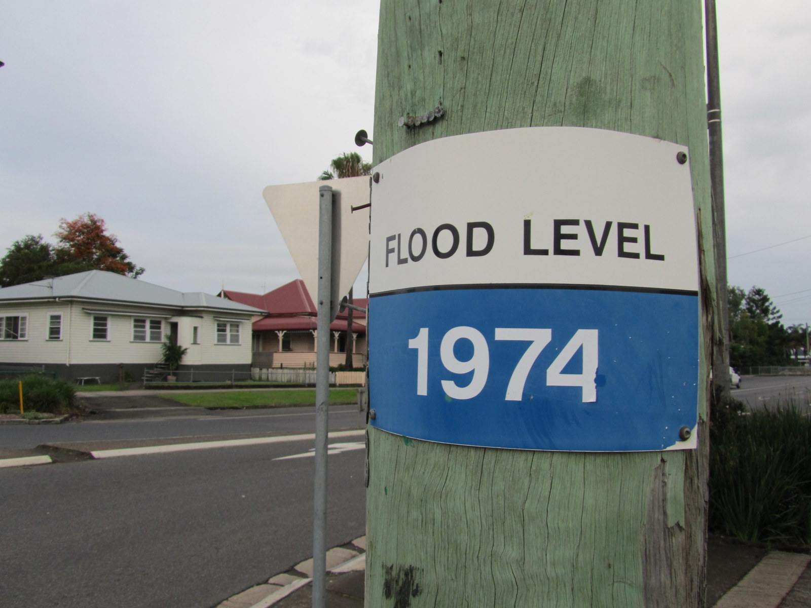 The flood markers of South Lismore, not far from where my sisters both live.
