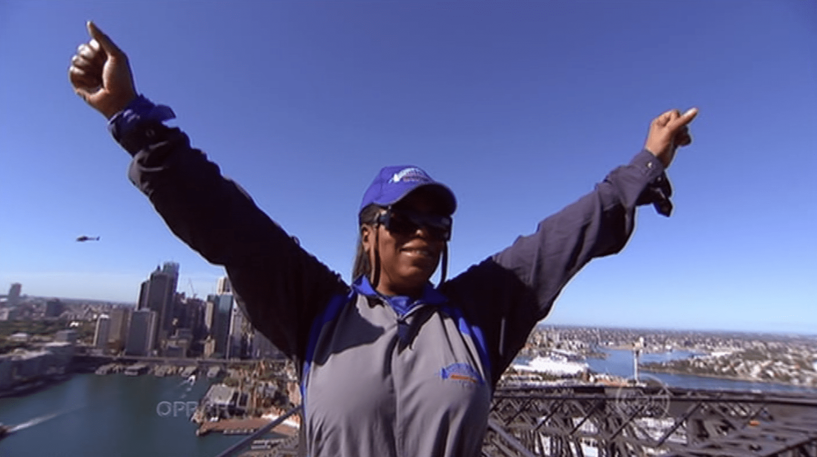 Oprah on the Sydney Harbour Bridge