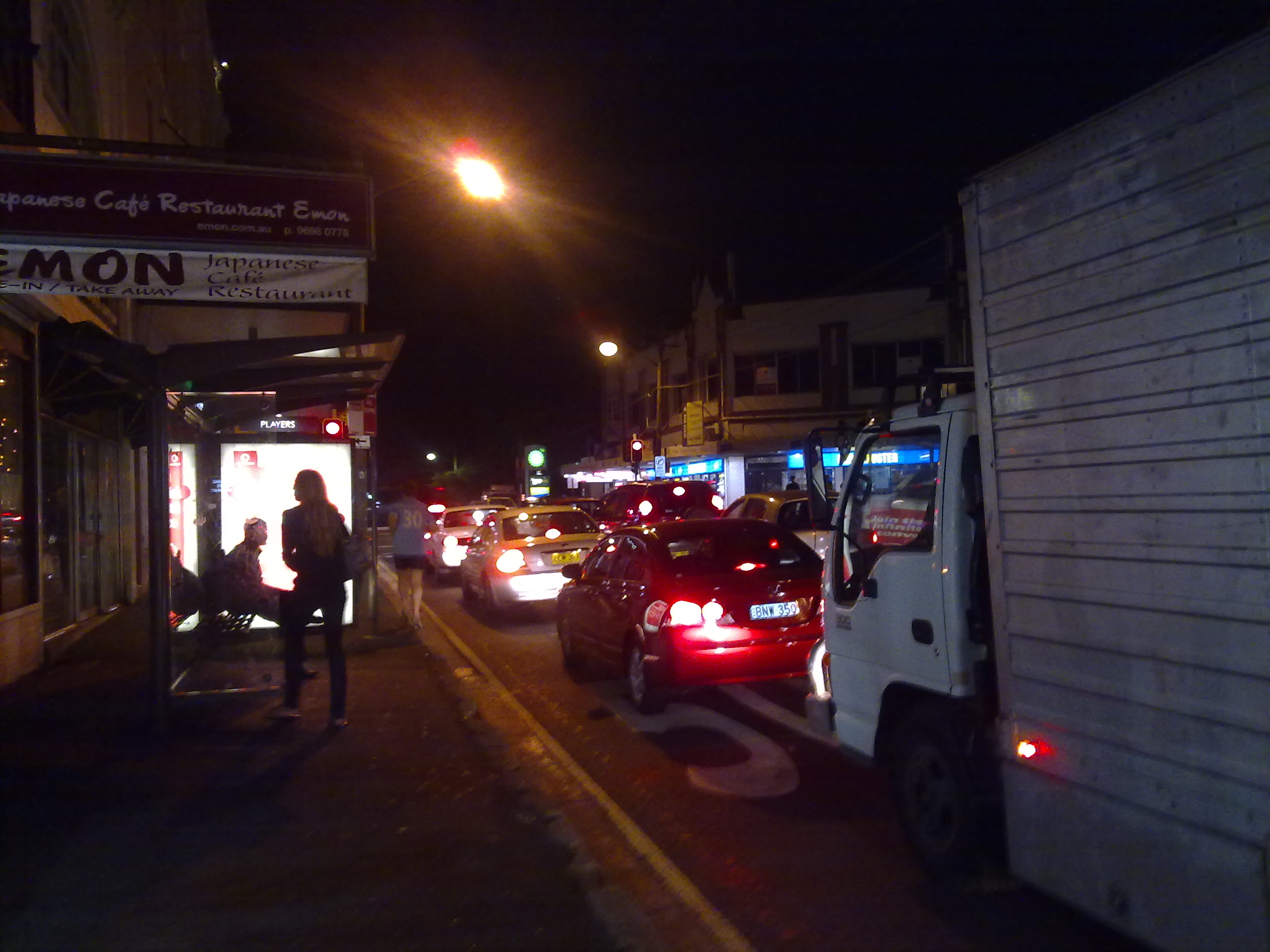Getting dark on Cleveland Street, Surry Hills