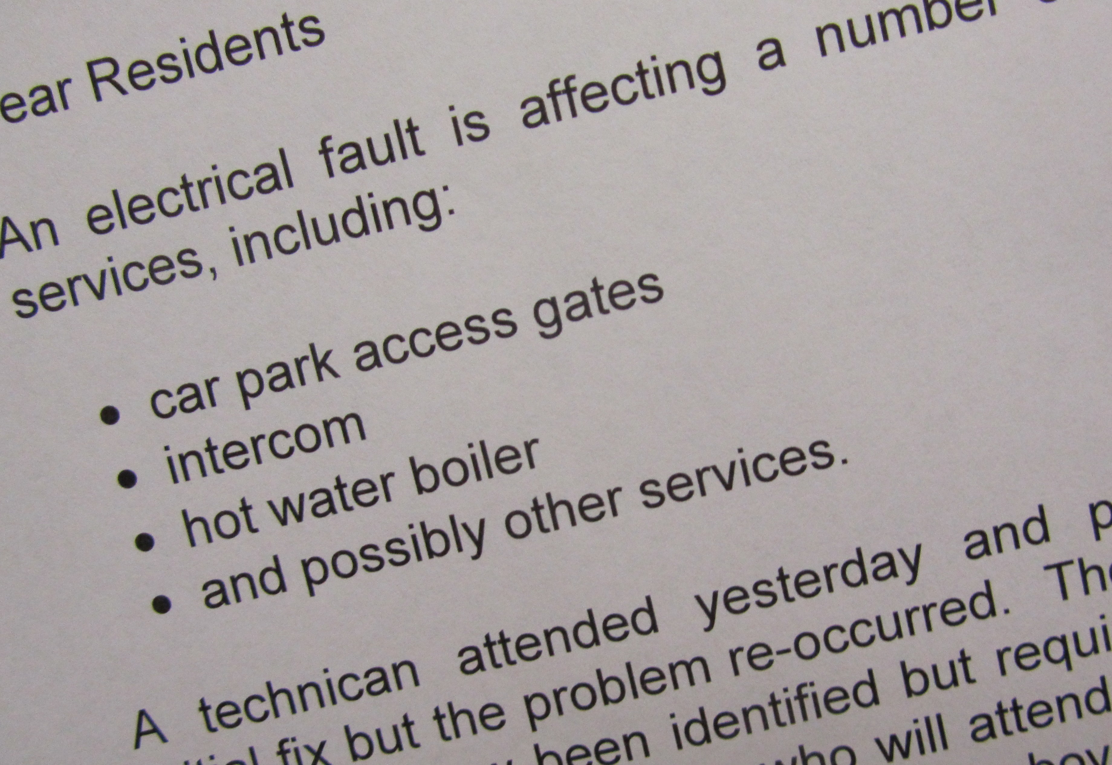Electrical disturbances in my apartment block