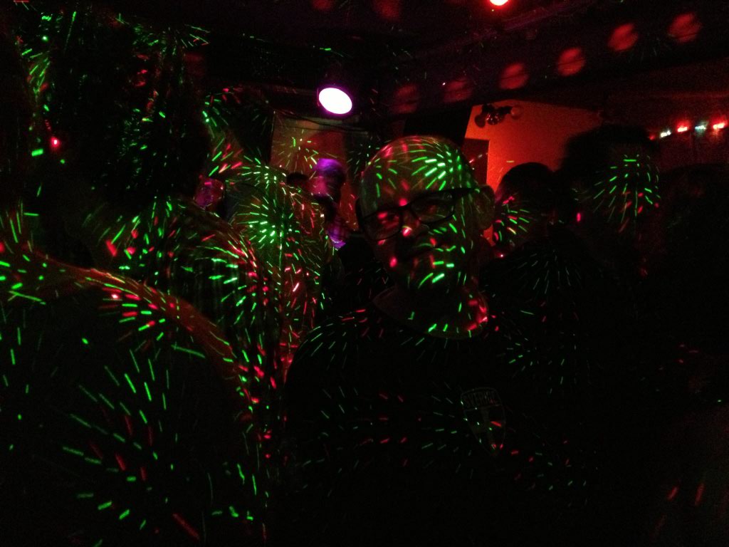 Christmas lights on the dance-floor at Palms.