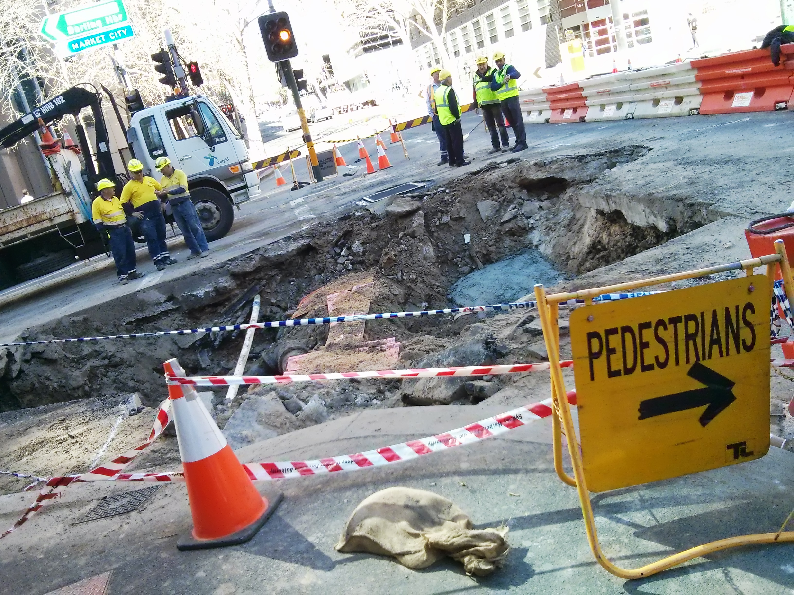 Road collapse, corner of Harris Street and Ultimo Road, Sydney