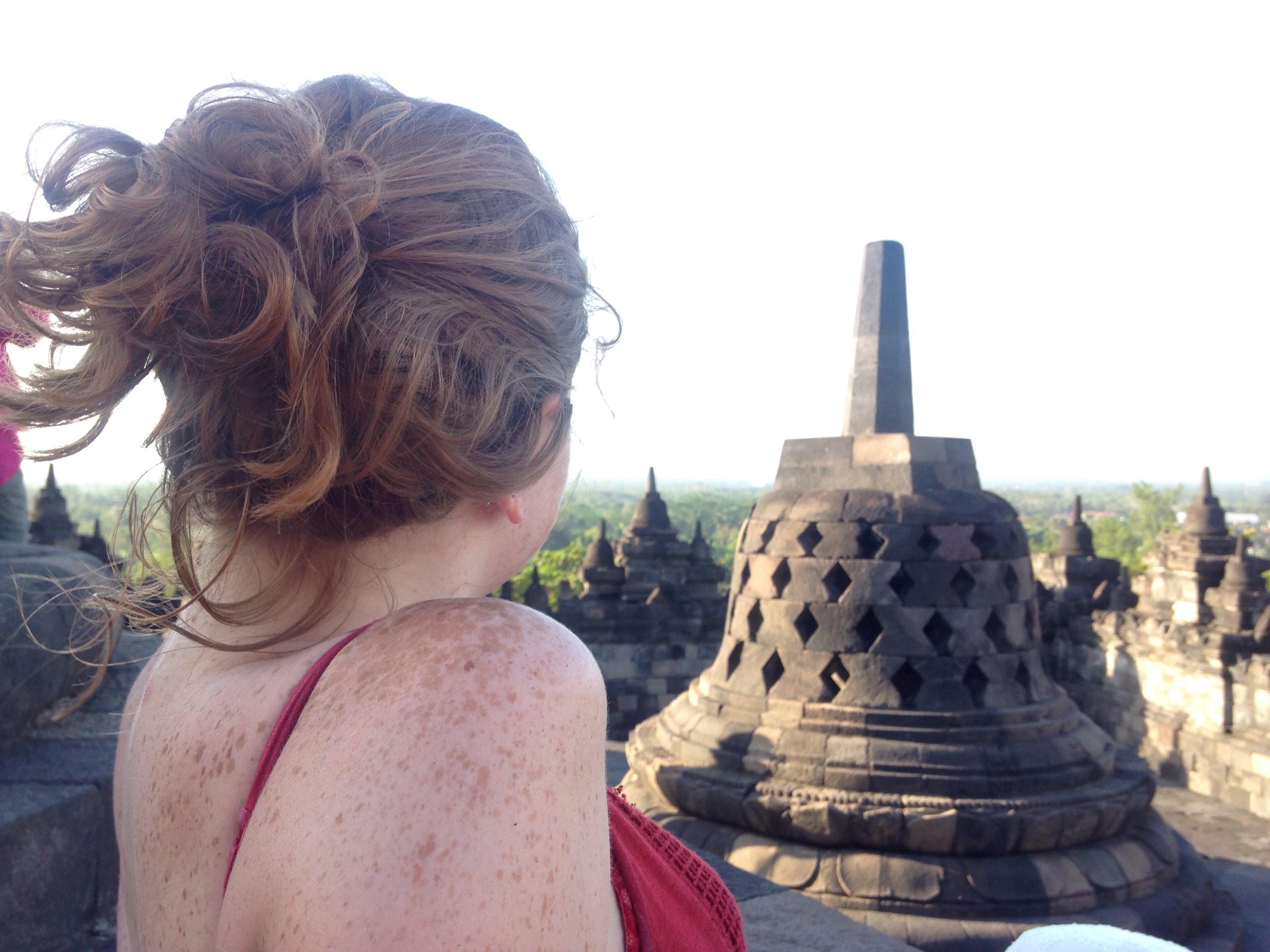 Sarah looking out over Borobudur