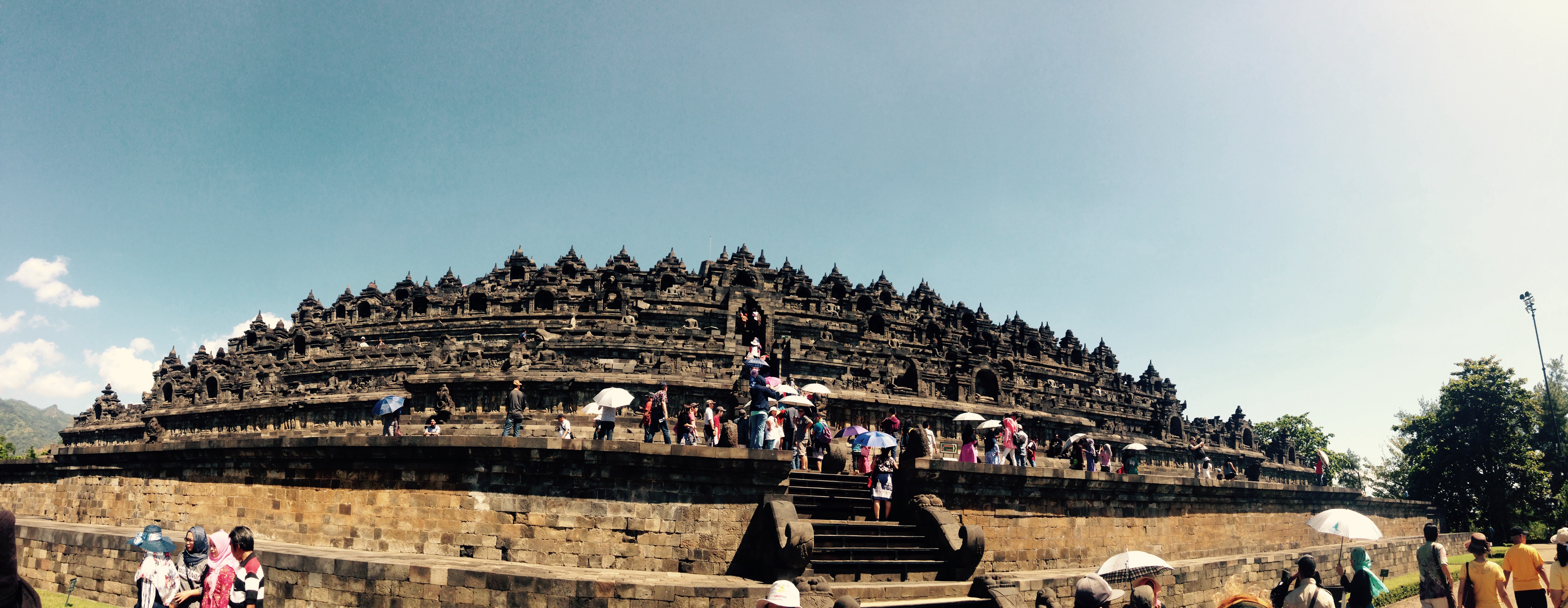 Looking up at Borobudur