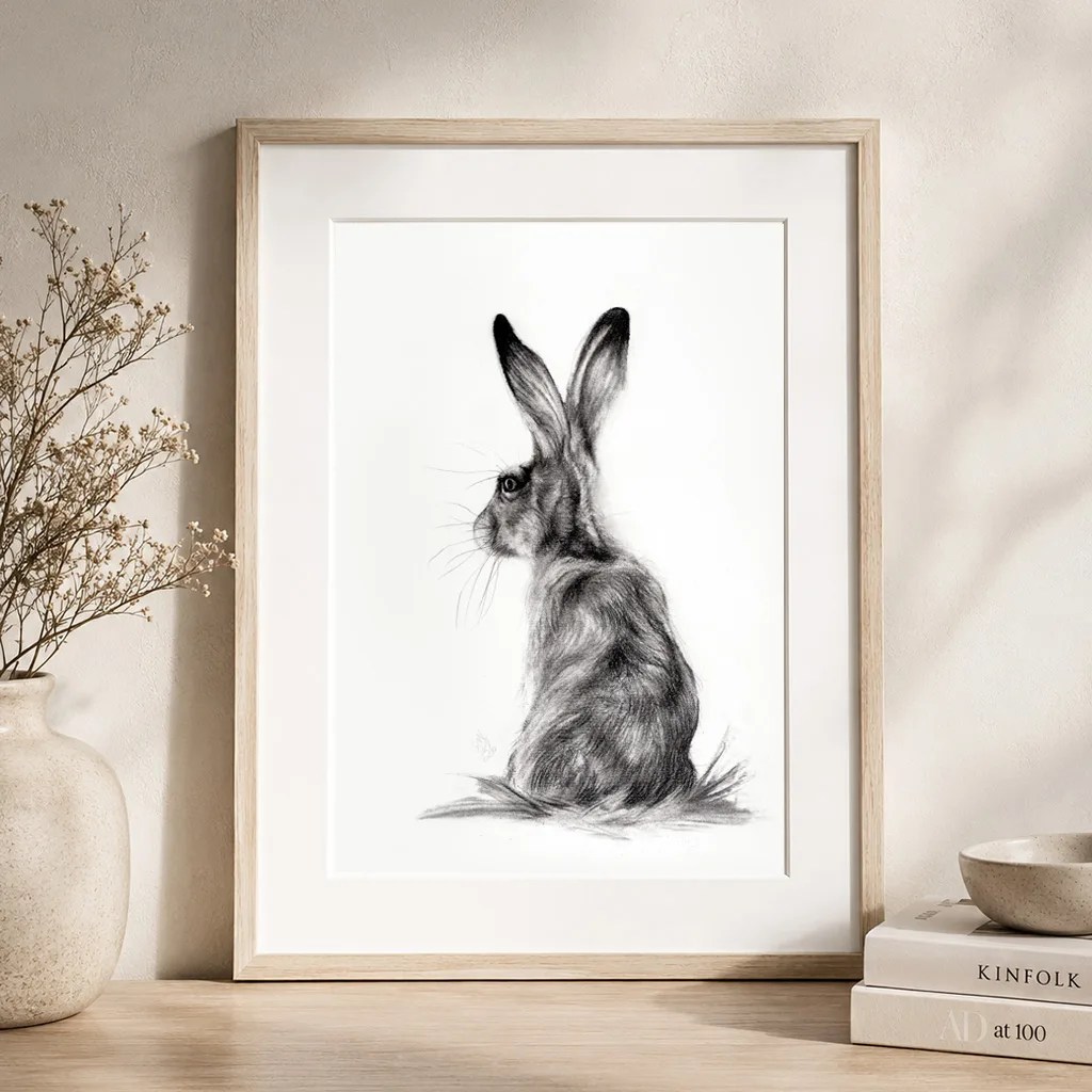 Here is Sit – Study of a Hare – A4 Mounted Giclée Prints